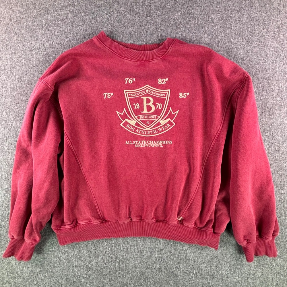 BDG Sweatshirt Women M Urban Outfitters Red Graphic Pullover Relaxed Fit